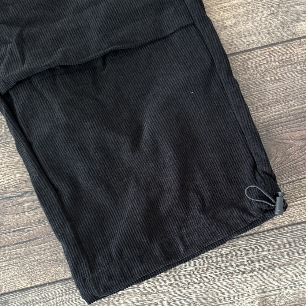 Corduroy Cargo Pants Drawstring Waist Relaxed Fit Casual Black - Picture 7 of 10
